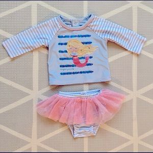 Mud Pie Mermaid, Girls Rashguard swimsuit.
